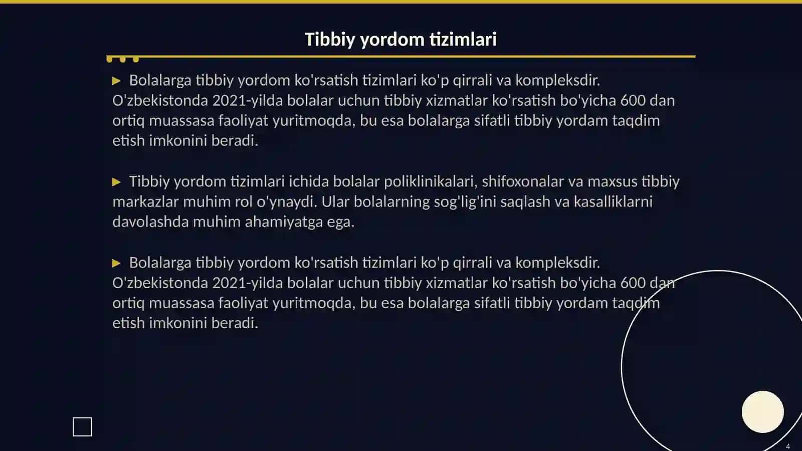 Bolalarga tibbiy yordam ko'rsatishni tashkil etish 4