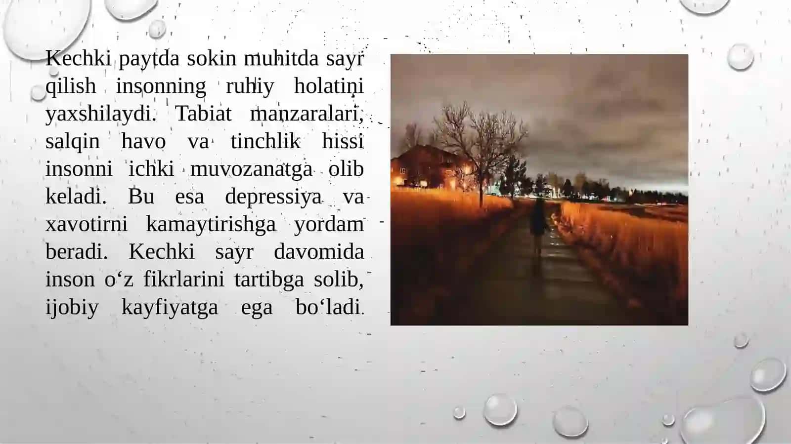 Kechki sayrni rejalashtirish va uning sog‘lom turmush tarzida o‘rni 4