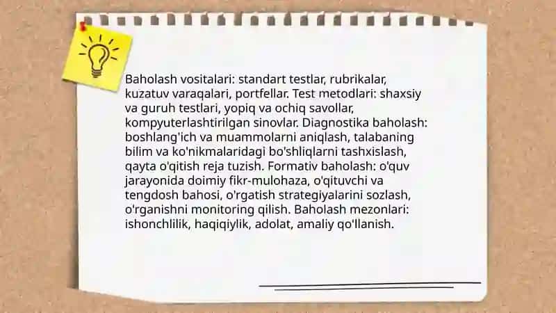 Taʼlim olganlikni tashxis etish. Xalqaro baholash dasturi 4