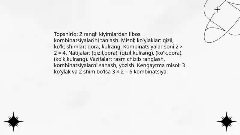 1-sinfda EGMA xalqaro baholash dasturida “ Kombinatorika “ elementlari mazmun sohasiga oid topshiriqlar 4