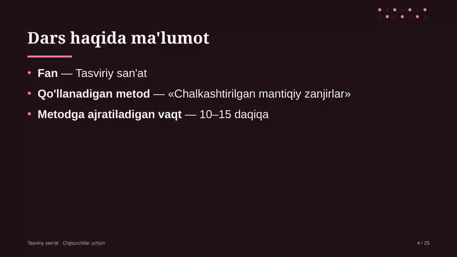 tasviriy san'at darslarida chalkashtirilgan mantiqiy zanjirlar metodidan foydalanish 9852 4