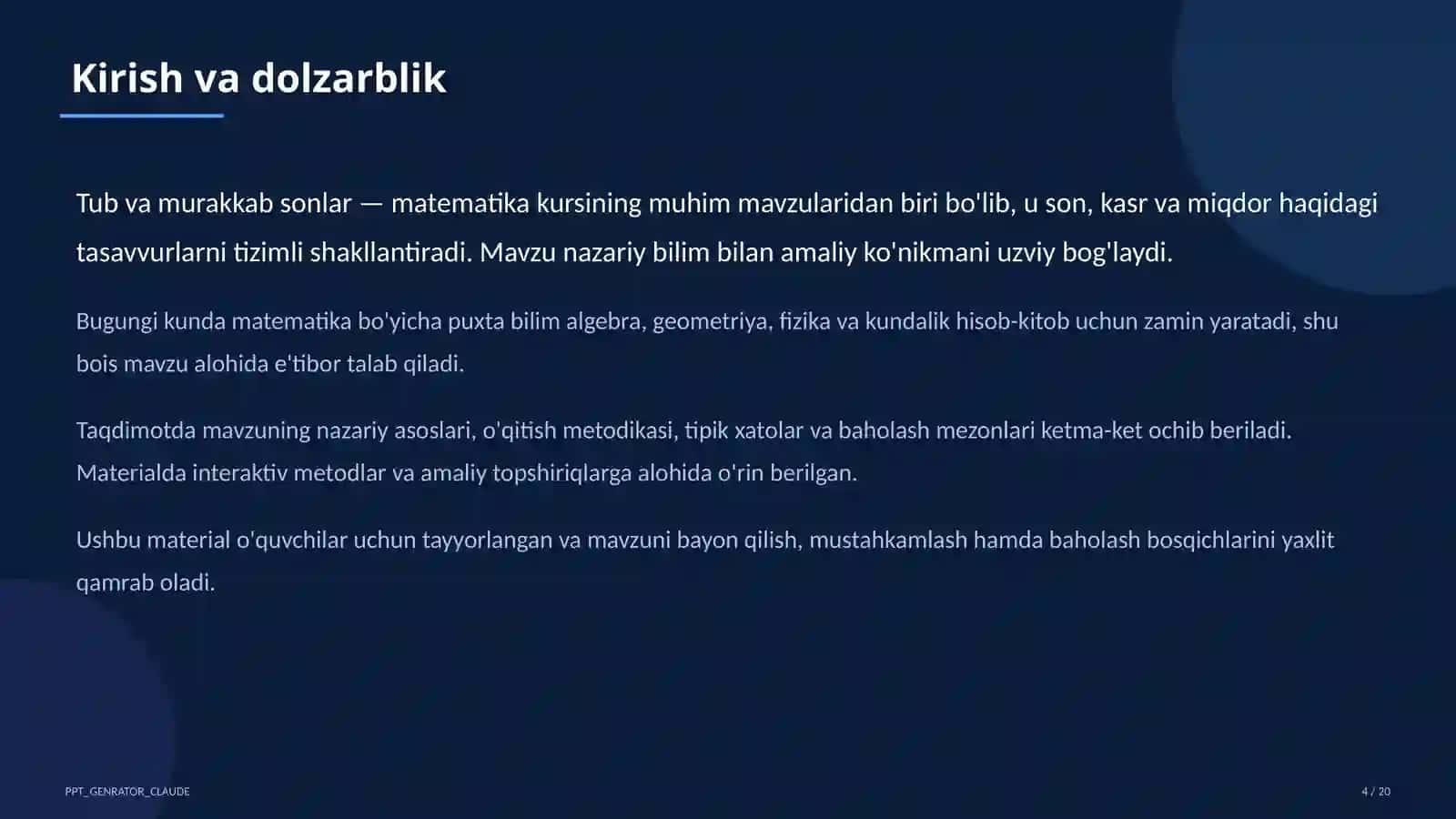 Tub va murakkab sonlar (5-sinf) 4