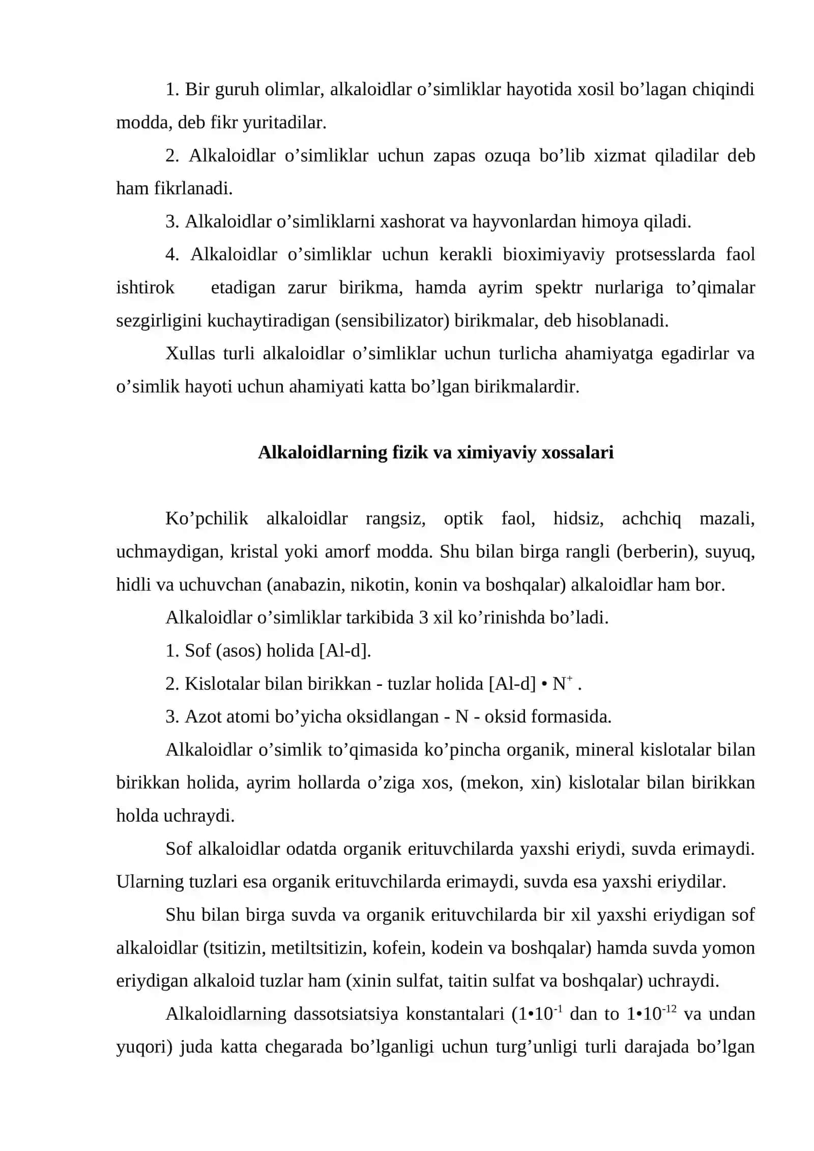 Tarkibida alkaloidlar bo’lgan dorivor o’simliklar va mahsulotlar mavzusidagi ma'ruza 4