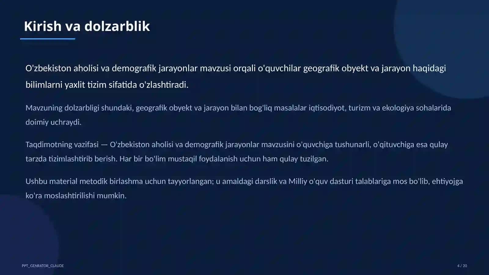 O'zbekiston aholisi va demografik jarayonlar (9-sinf) 4