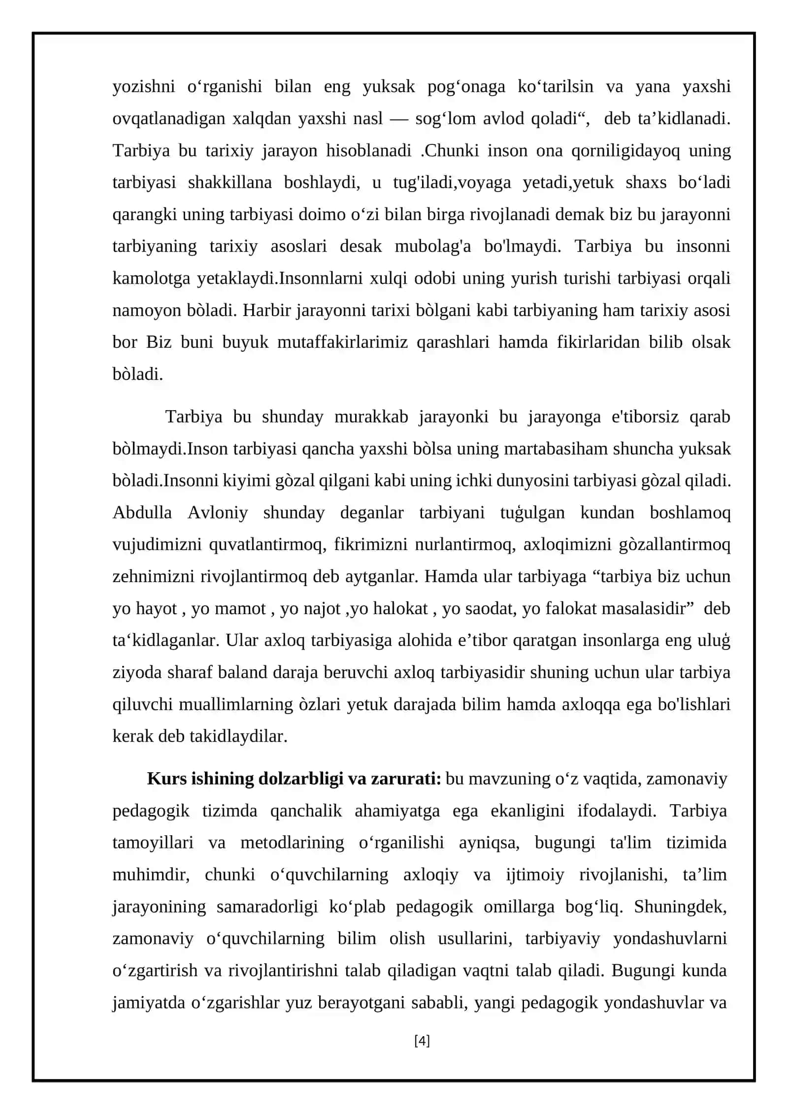 BOSHLANGʻICH TAʼLIM PEDAGOGIKASI FANIDAN TAYYORLAGAN KURS ISHI 4