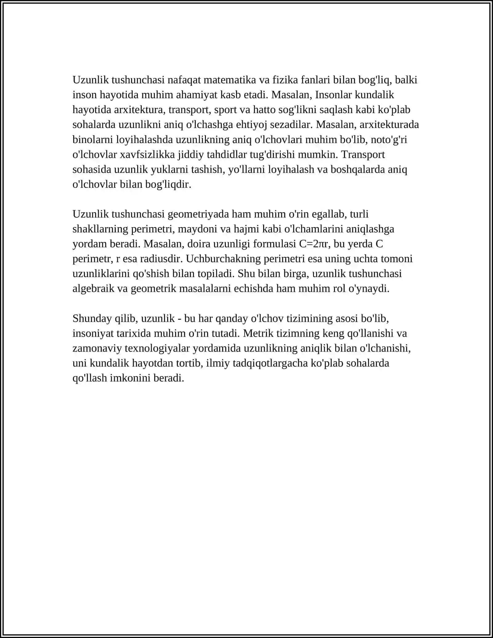 1-SINF MATEMATIKA DARSLARIDA OʻQUVCHILARNING UZUNLIK VA TAQQOSLASH MALAKALARINI SHAKLLANTIRISH METODIKASI 4