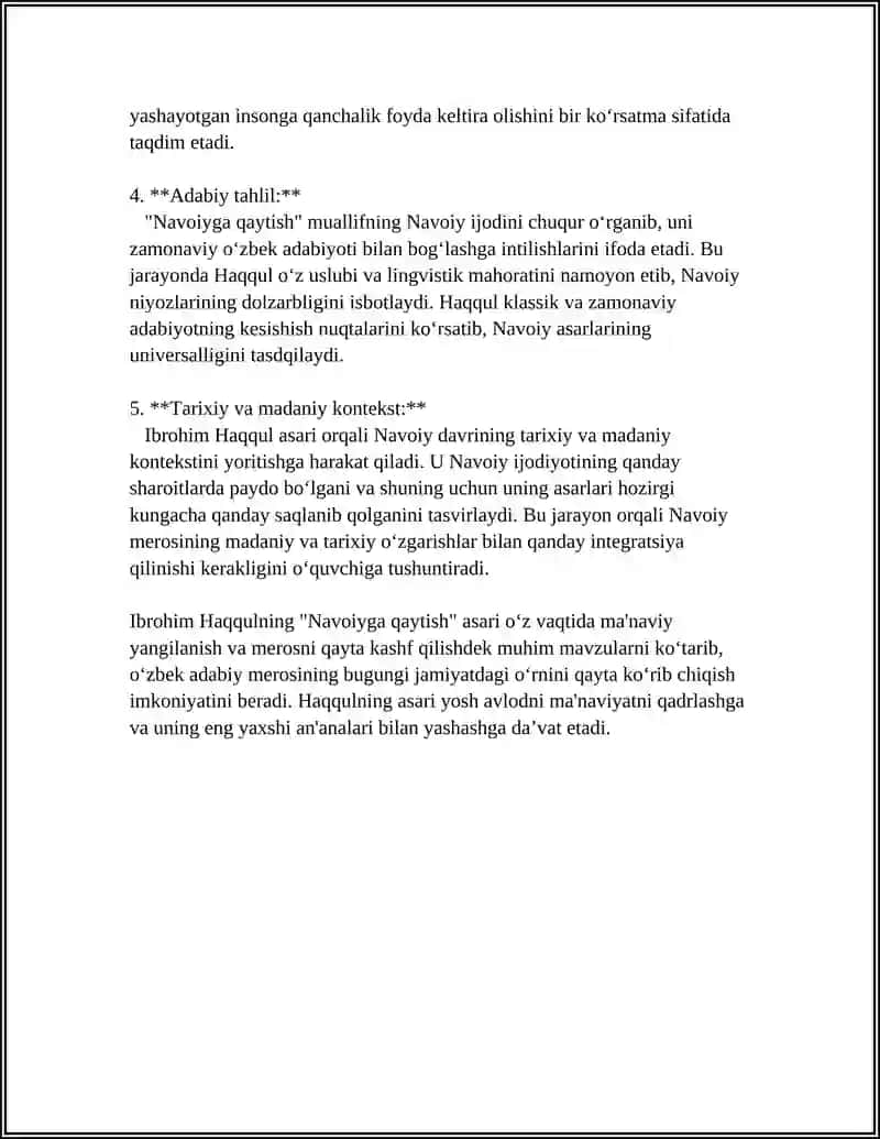 IBROHIM HAQQULNING "NAVOIYGA QAYTISH "ASARI TAHLILI 4