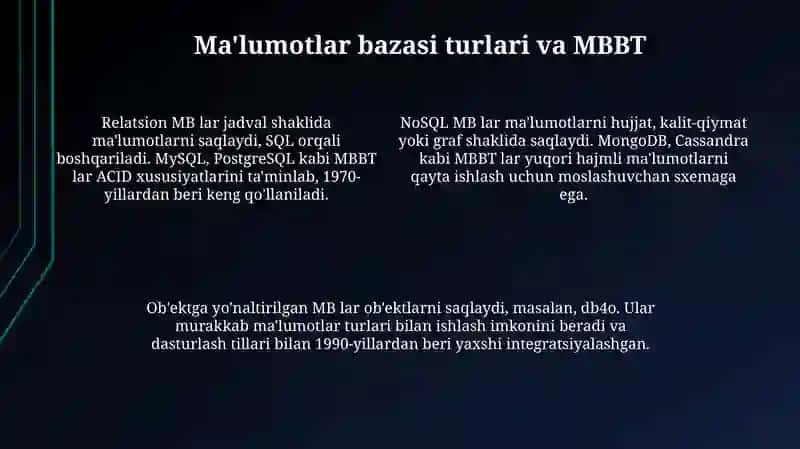 Ma'lumotlar bazasi tushunchasi va ahamiyati 4