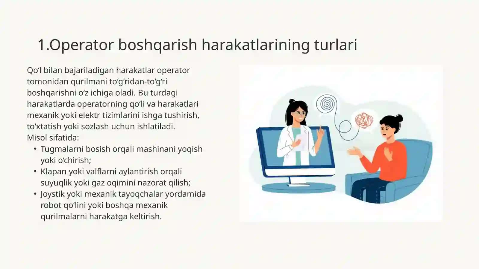 Operator boshqarish harakatlarining turlari 4