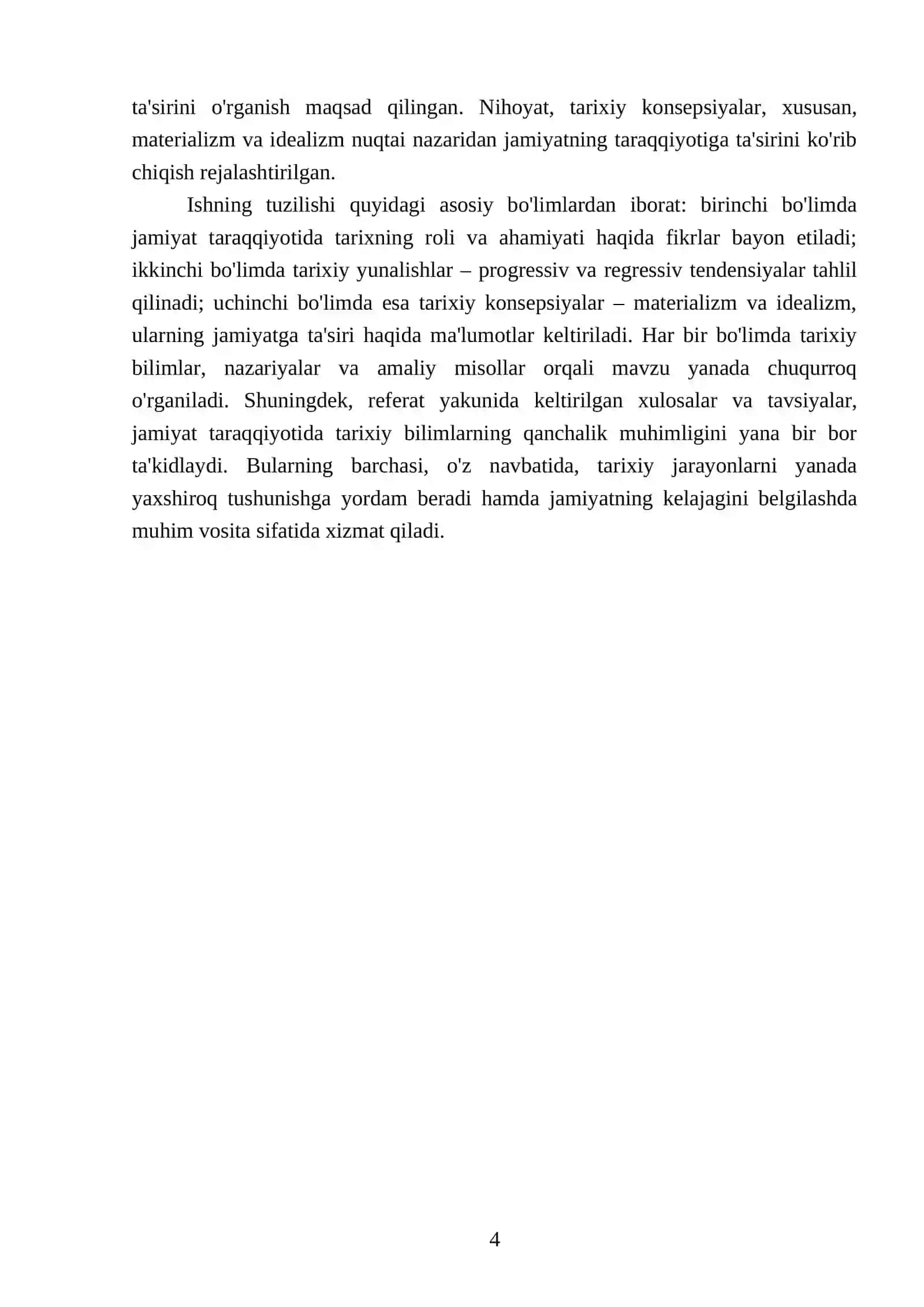 Jamiyat taraqqiyotida tarixning mazmuni, yunalishlari va konsepsiyalari 4