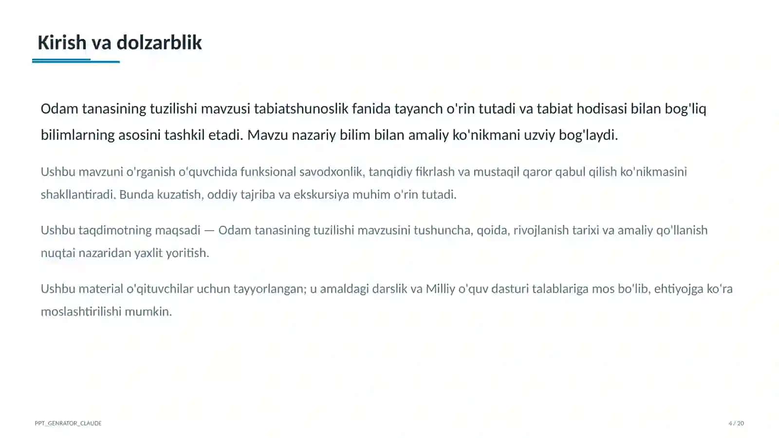 Odam tanasining tuzilishi (2-sinf) 4