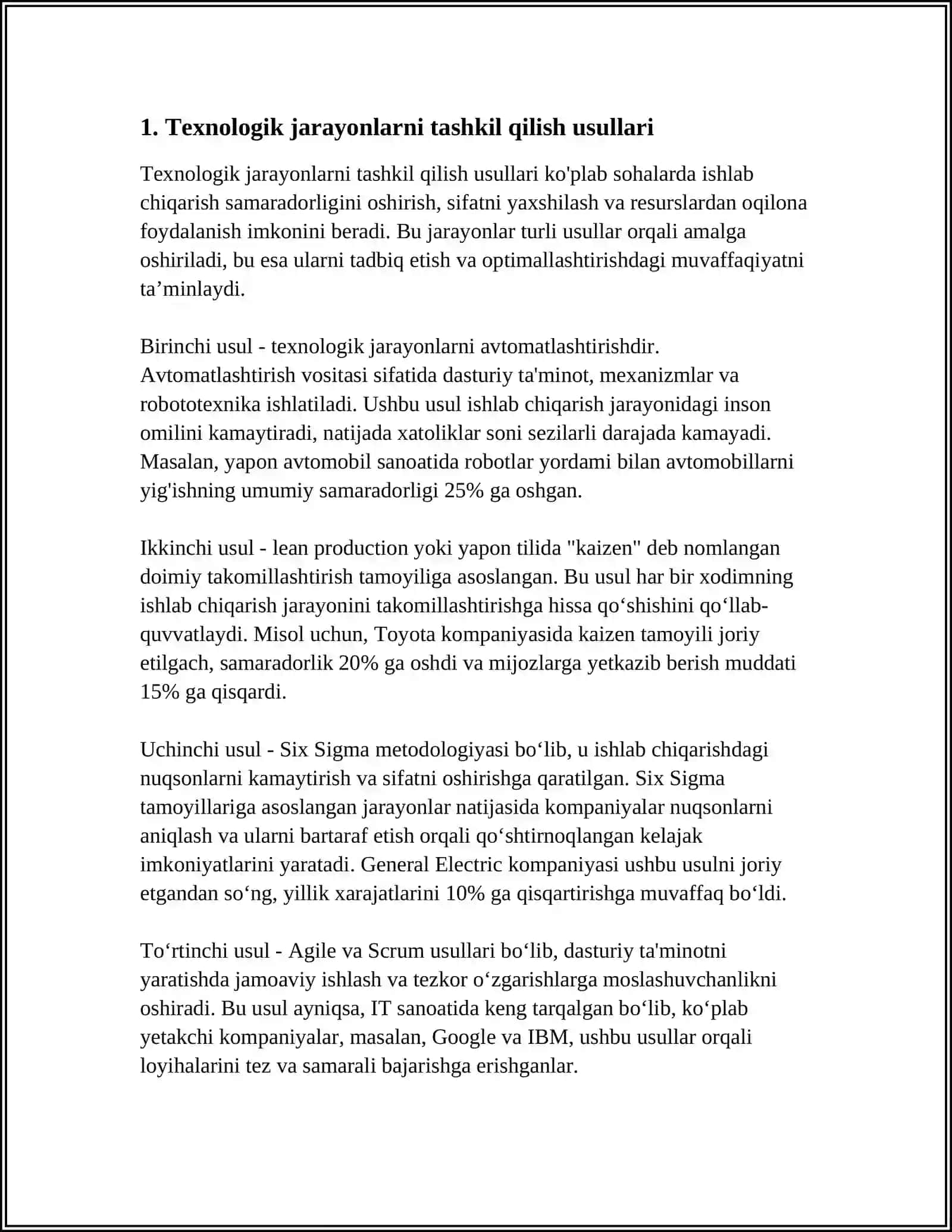 TA'MIRLASH ISHLARI TEXNOLOGIK JARAYONINI TASHKIL QILISH USULLARI 4