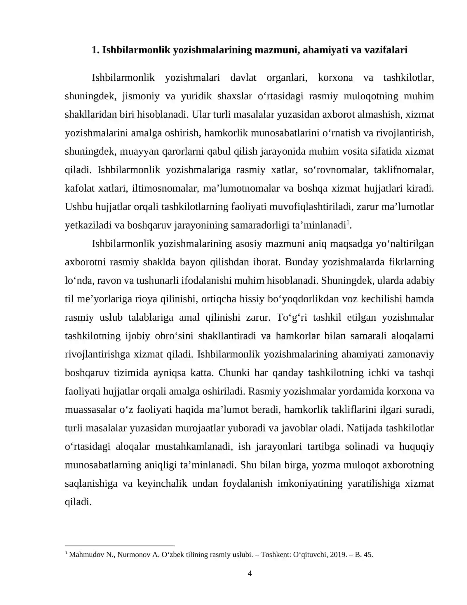 Ishbilarmonlik yozishmalari normalari. 4