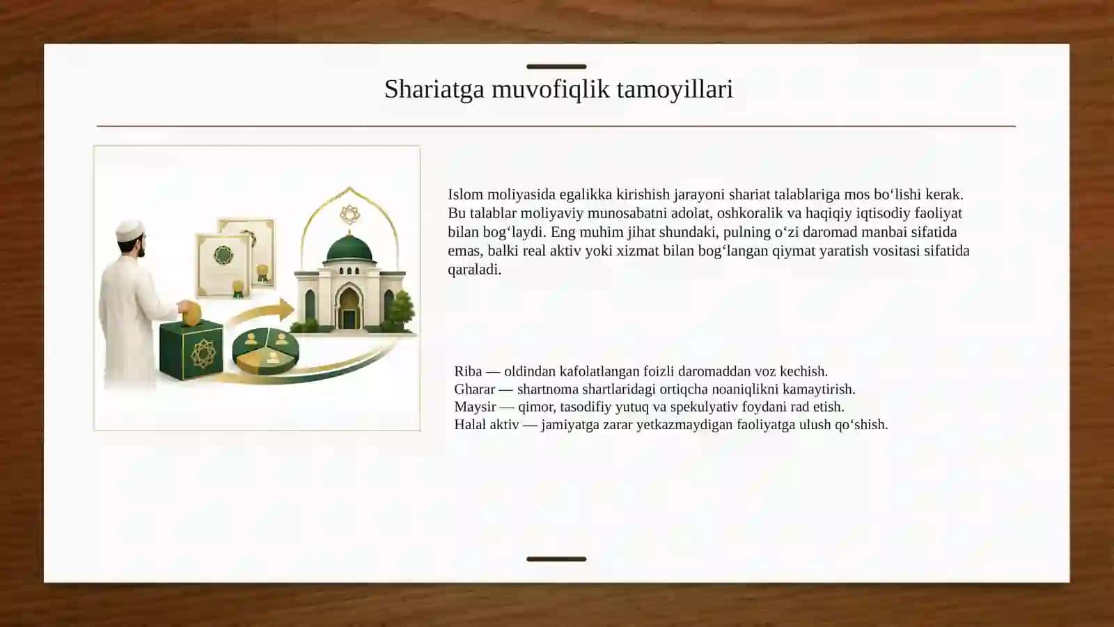 Taqdimot: Islomiy moliyaviy muassasalarda egalikka kirishish jarayonlari 4