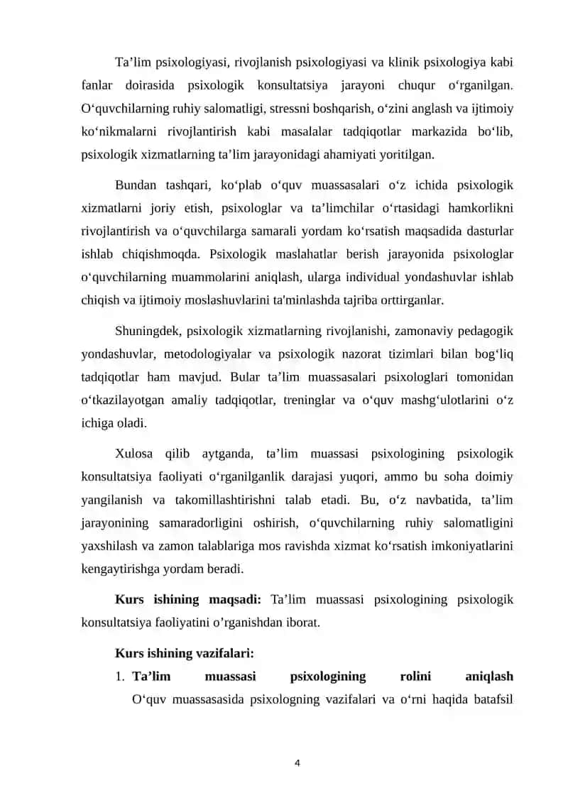 TA’LIM MUASSASI PSIXOLOGINING PSIXOLOGIK KONSULTATSIYA FAOLIYATI 4