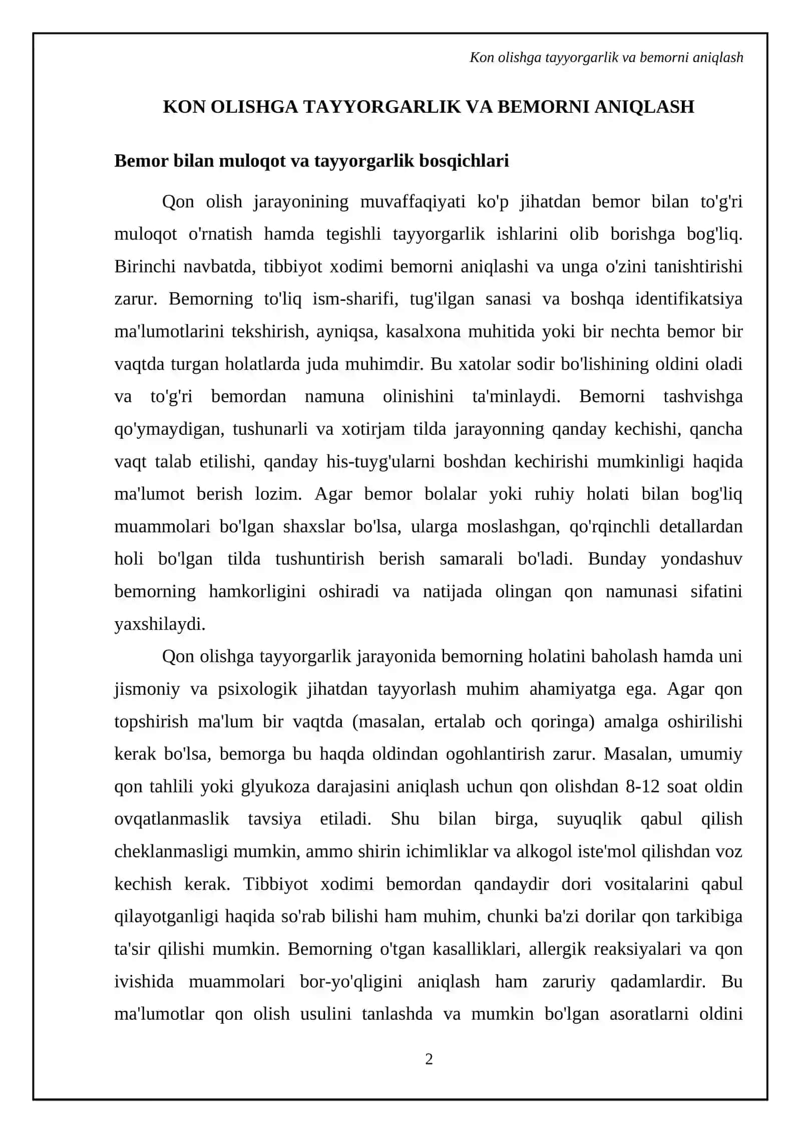 Беморлардан тахлил учун кон олиш техникаси 4