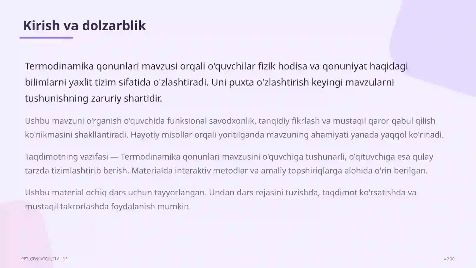 Termodinamika qonunlari (10-sinf) 4