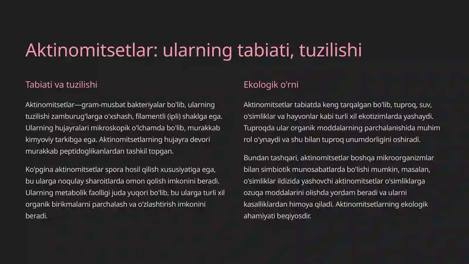 Aktinomidsitlarning sanoatda va qishloq xoʻjaligida ahamiyati 4