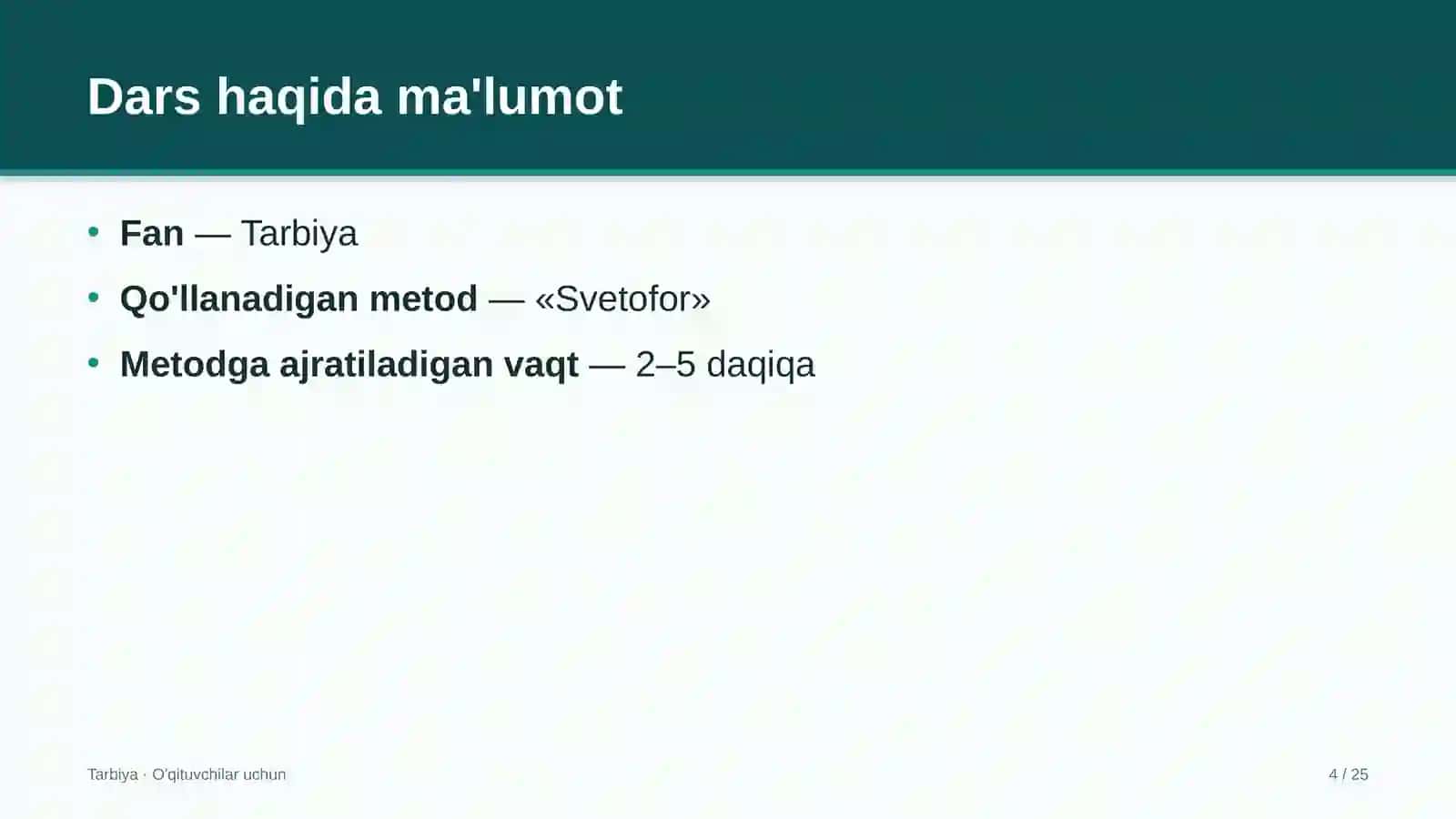 tarbiya darslarida svetofor metodidan foydalanish 7453 4