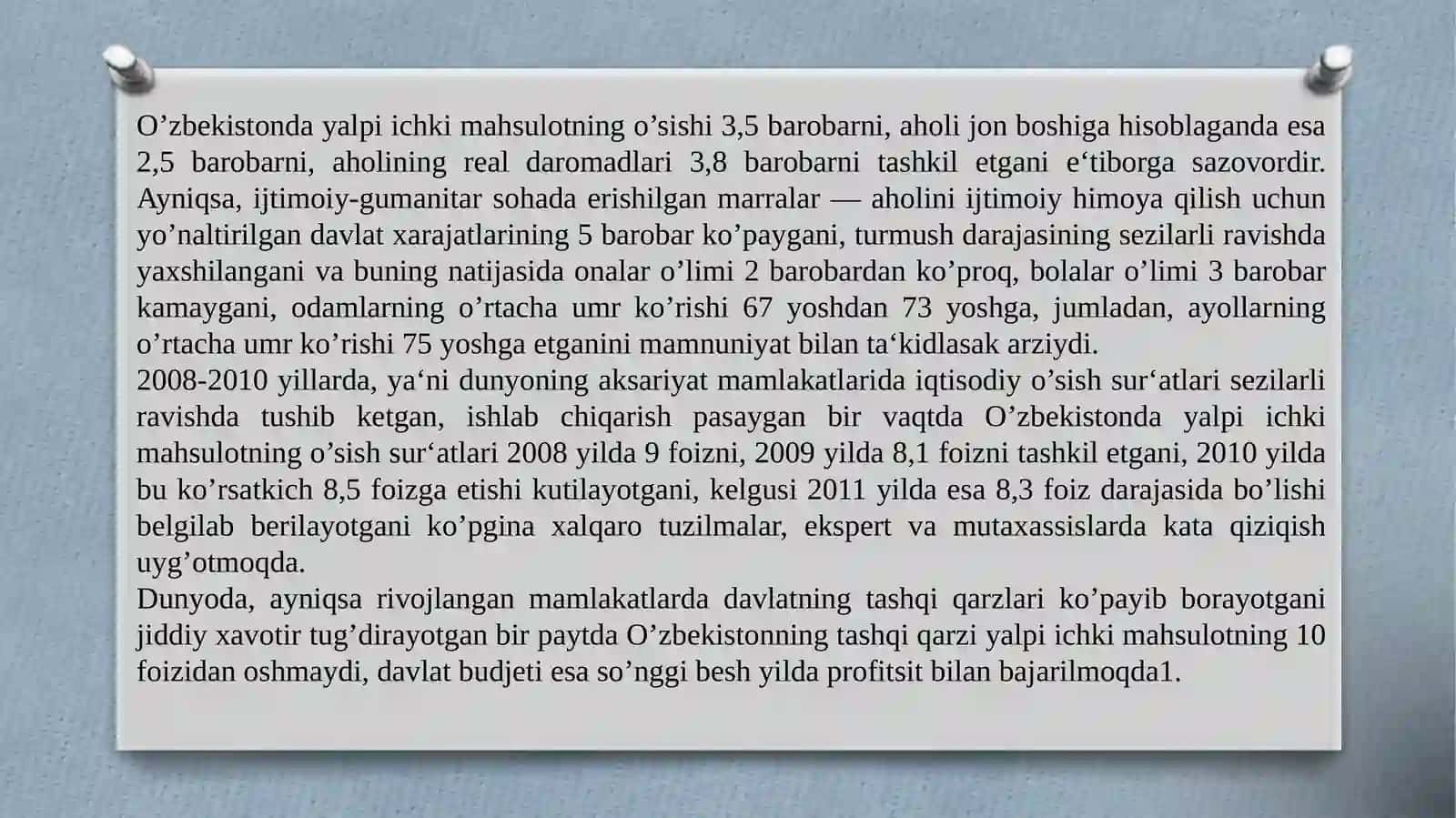 O'zbekistondagi iqtisodiy islohotlar va urning natijalari 4