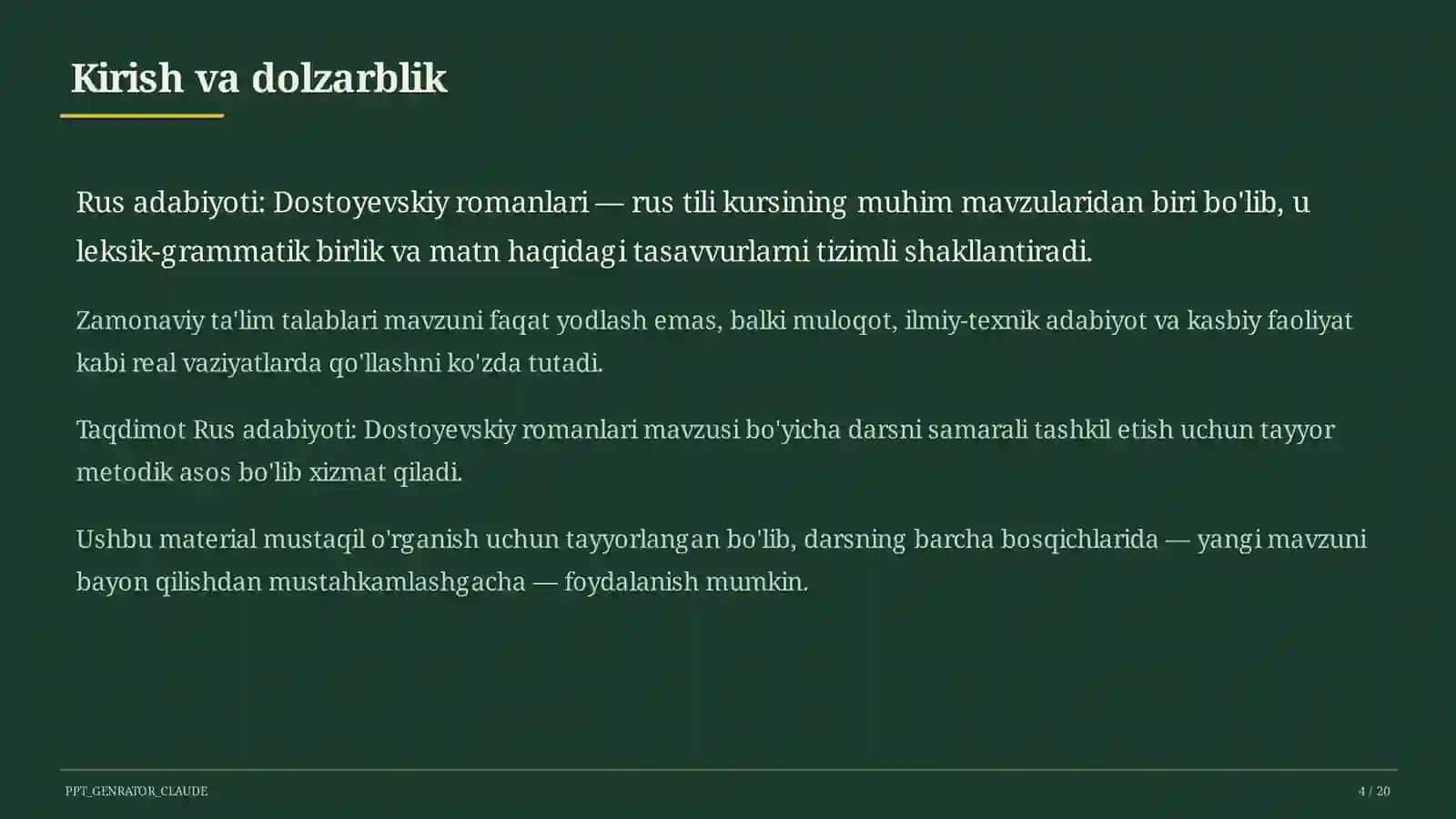 Rus adabiyoti: Dostoyevskiy romanlari (11-sinf) 4