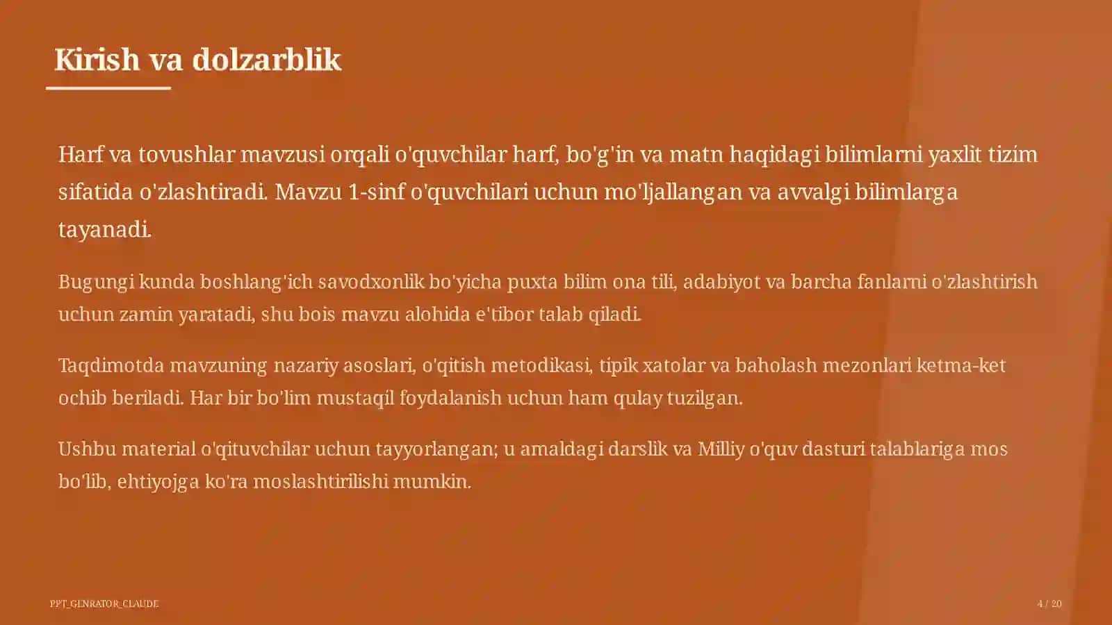 Harf va tovushlar (1-sinf) 4