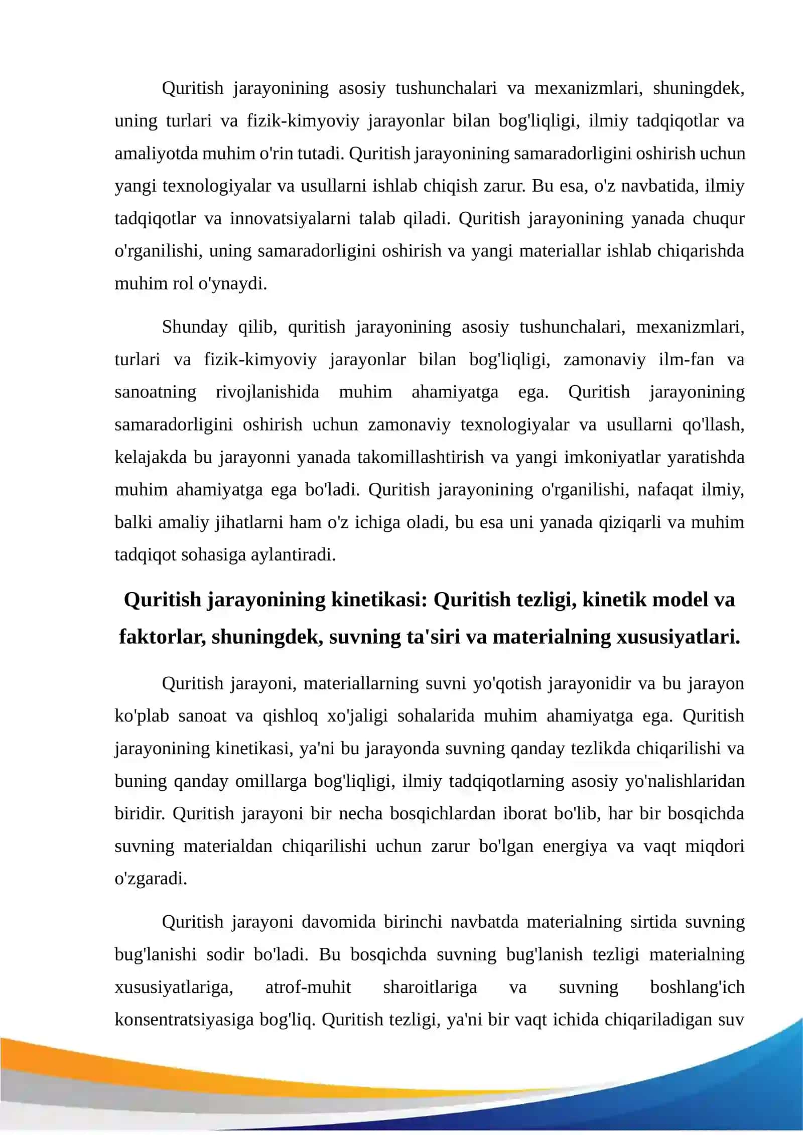 Quritish jarayonining kinetikasi 4