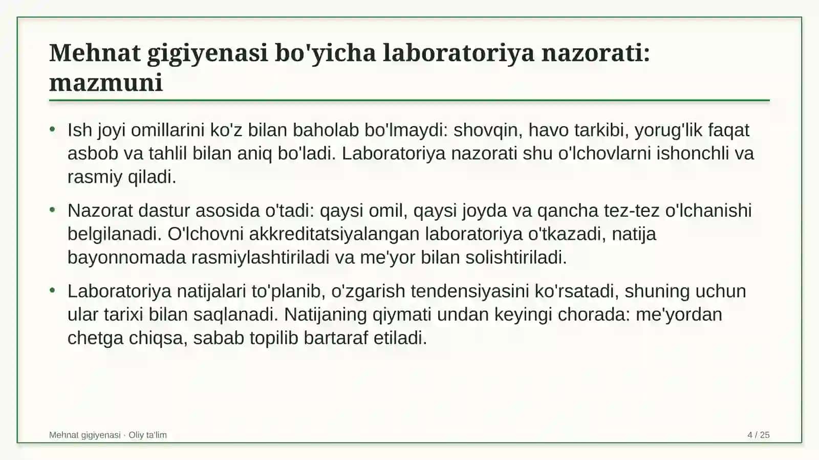 Mehnat gigiyenasi · Oliy ta'lim 4
