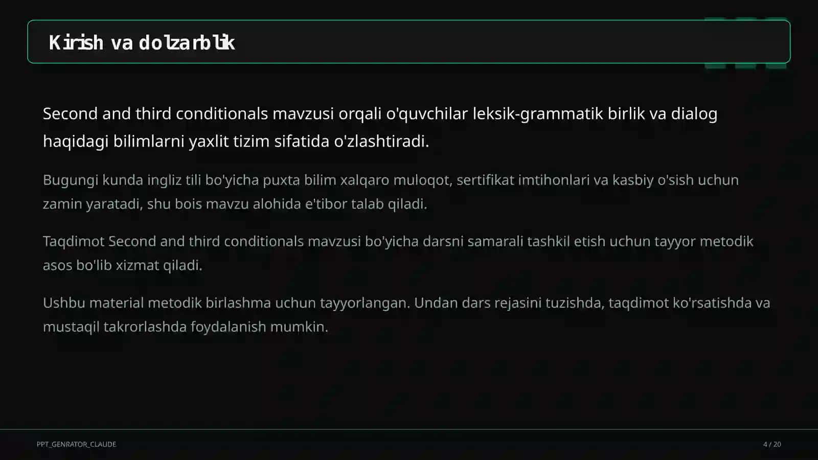 Ingliz tili (1–11) — metodik birlashma uchun 4