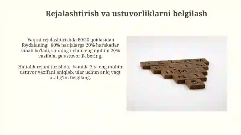 Vaqtni boshqarish koʻnikmalarini rivojlantirish 4