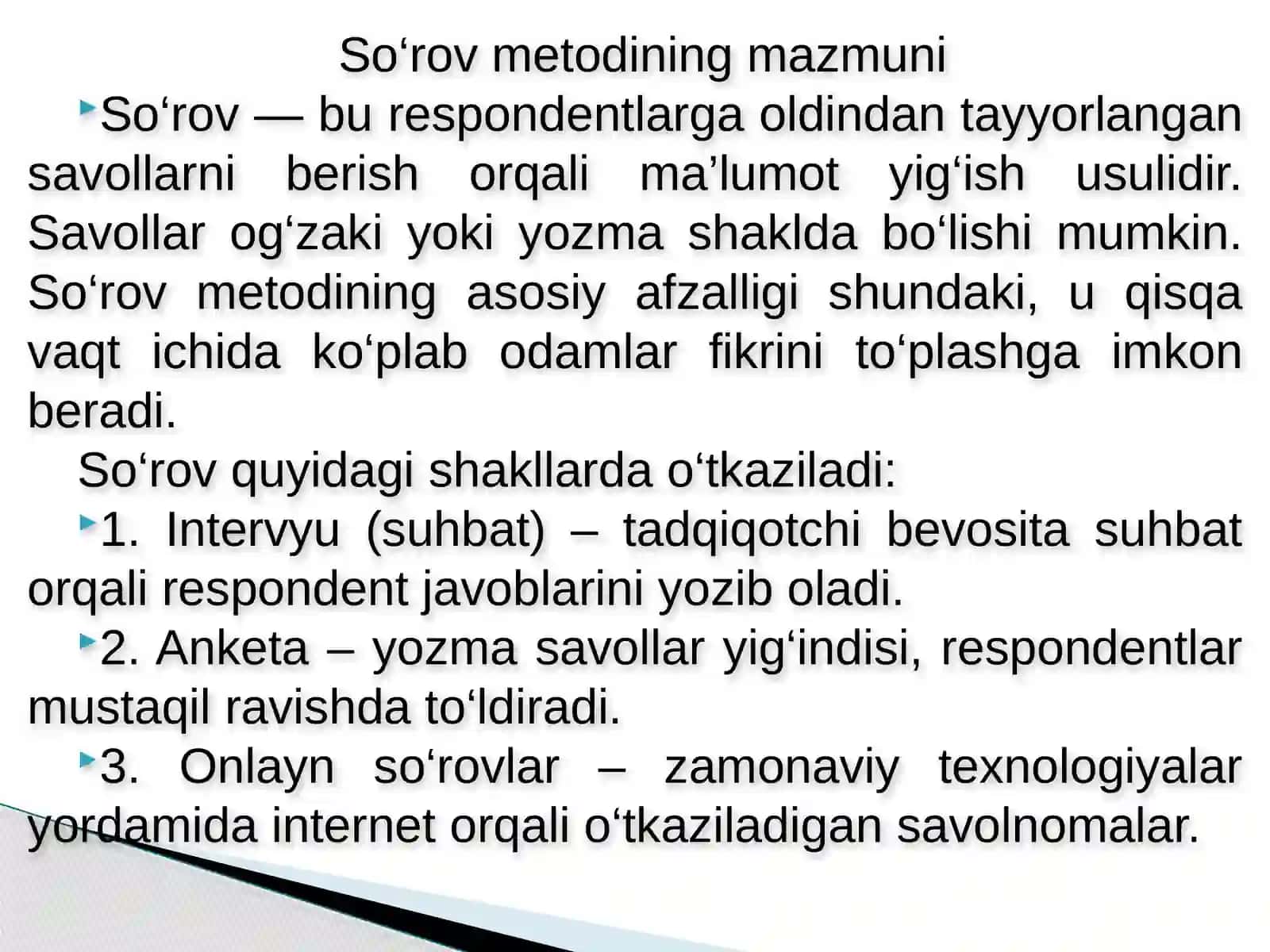 SO‘ROV METODI VA O‘TKAZILGAN TADQIQOTLAR 4