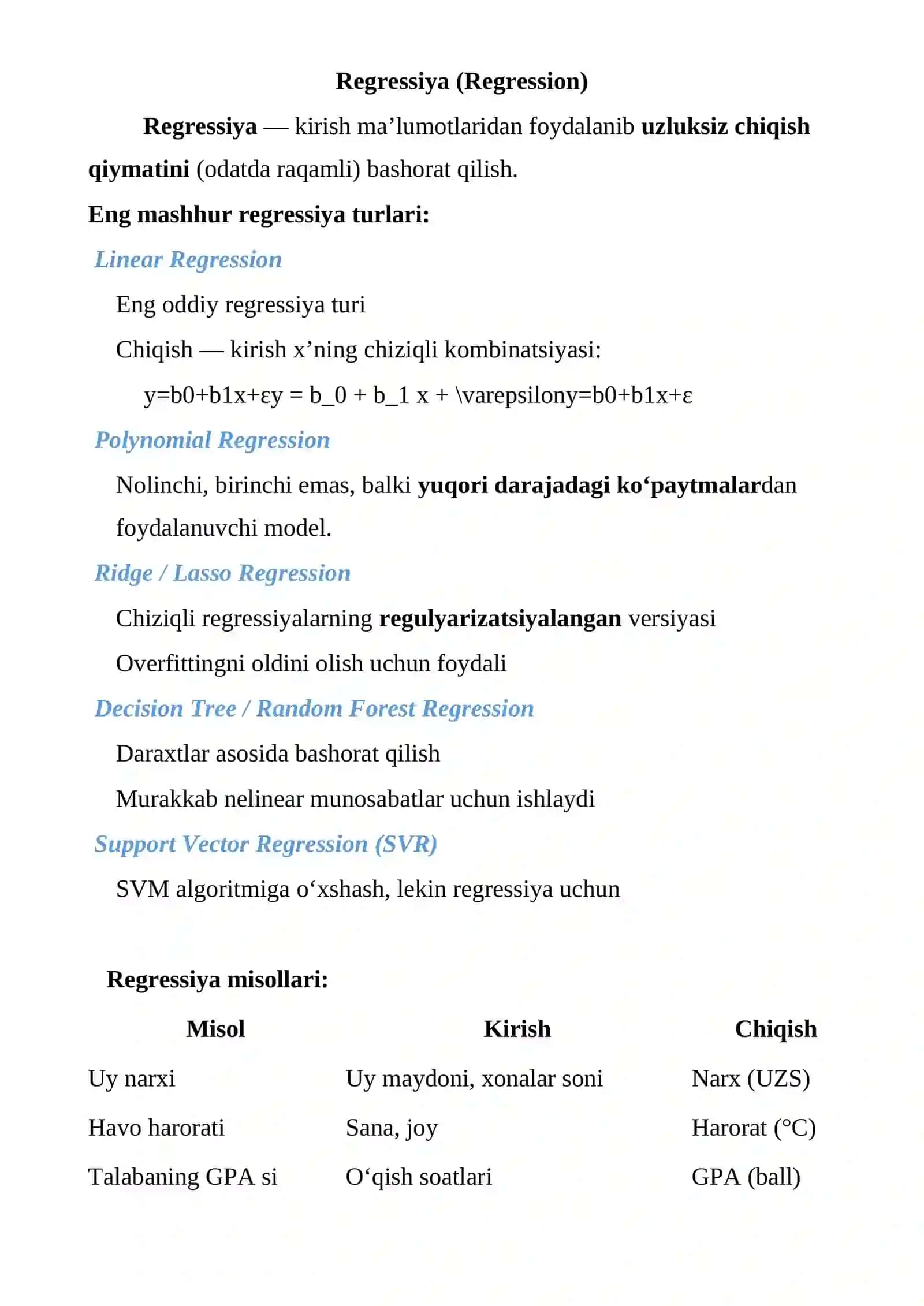Mashinali o‘qitish usullari va algoritmlari 4