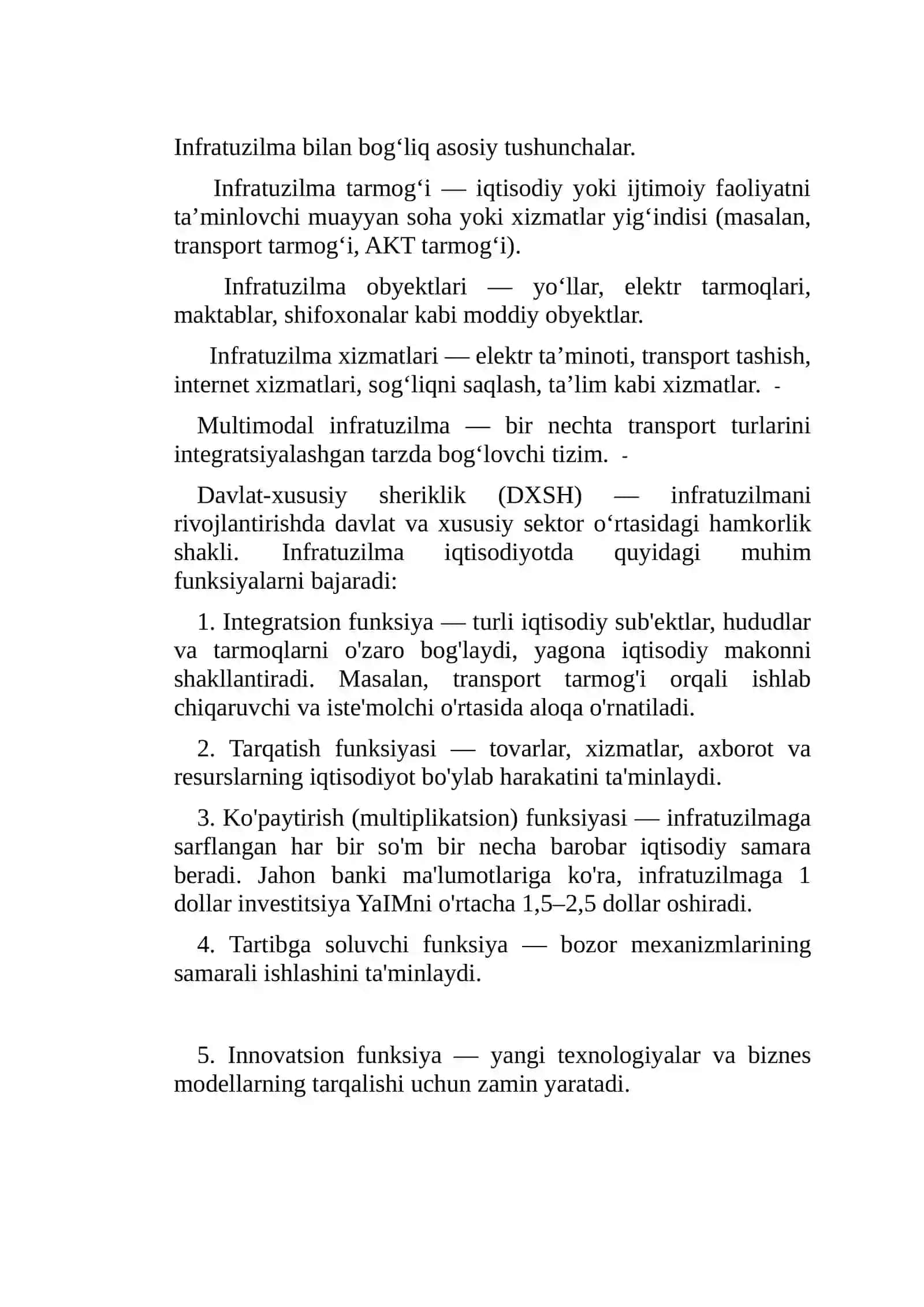 Infratuzilmalarni sifat jihatidan o‘zgarib borishi 4
