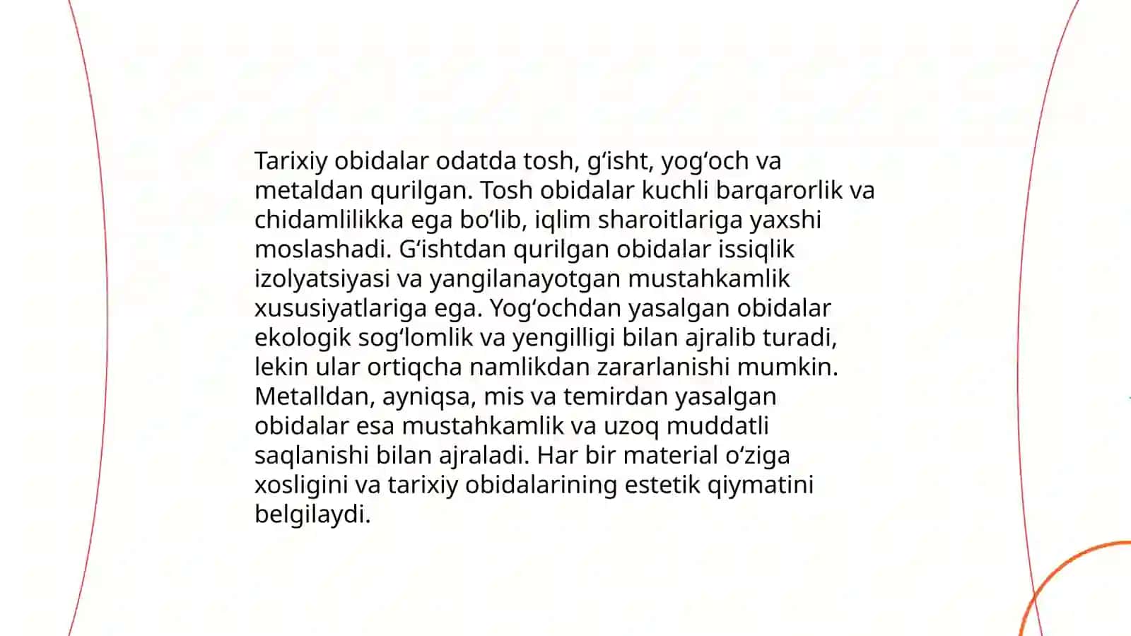 Tarixiy me'moriy obidalarning texnik xolatini baholash va yuk ko'tarish qobiliyatini aniqlash.Kuchlanish-deformatsiyalanish xolatini belgilash 4