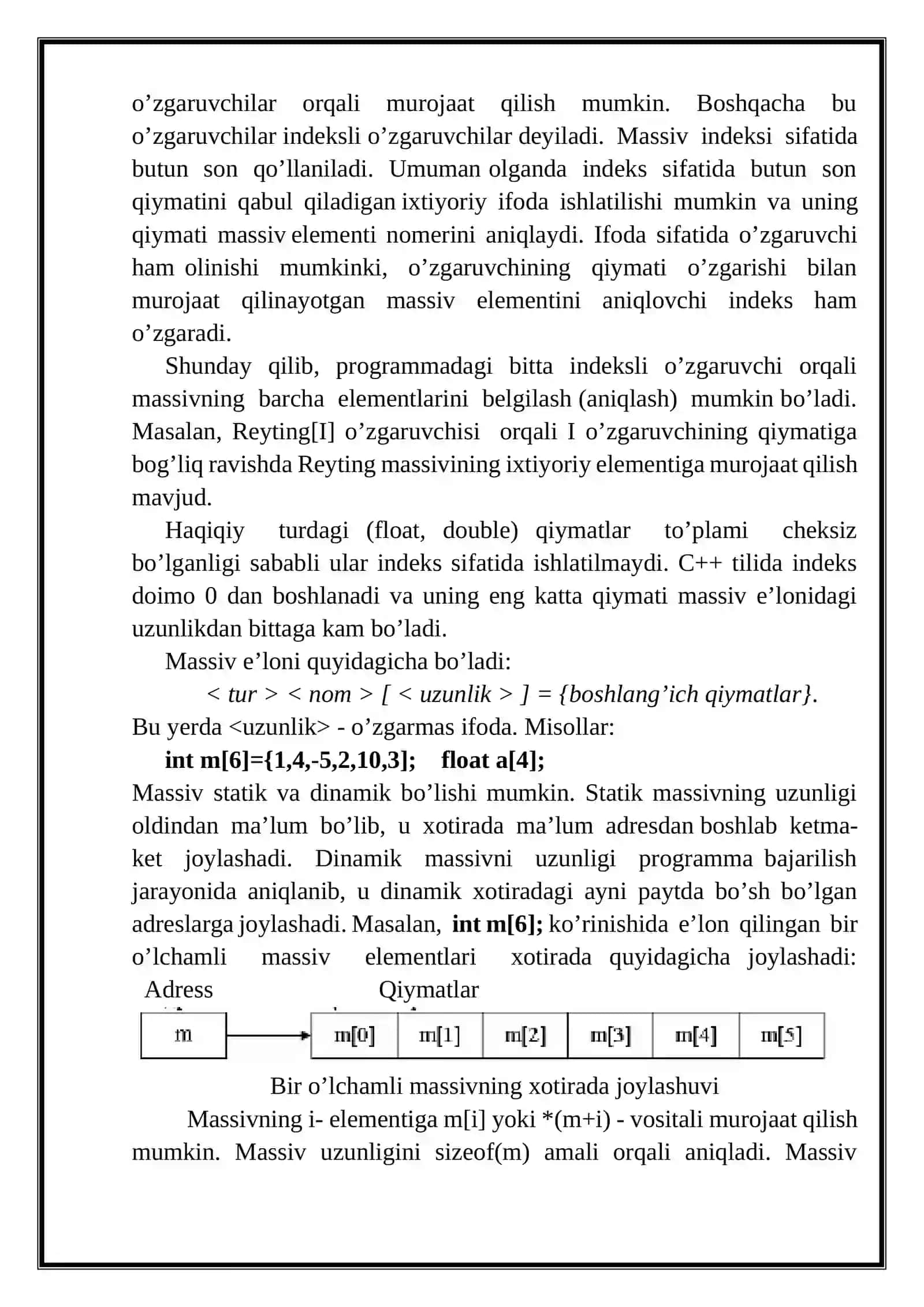 BIR O’LCHAMLI MASSIVLAR 4