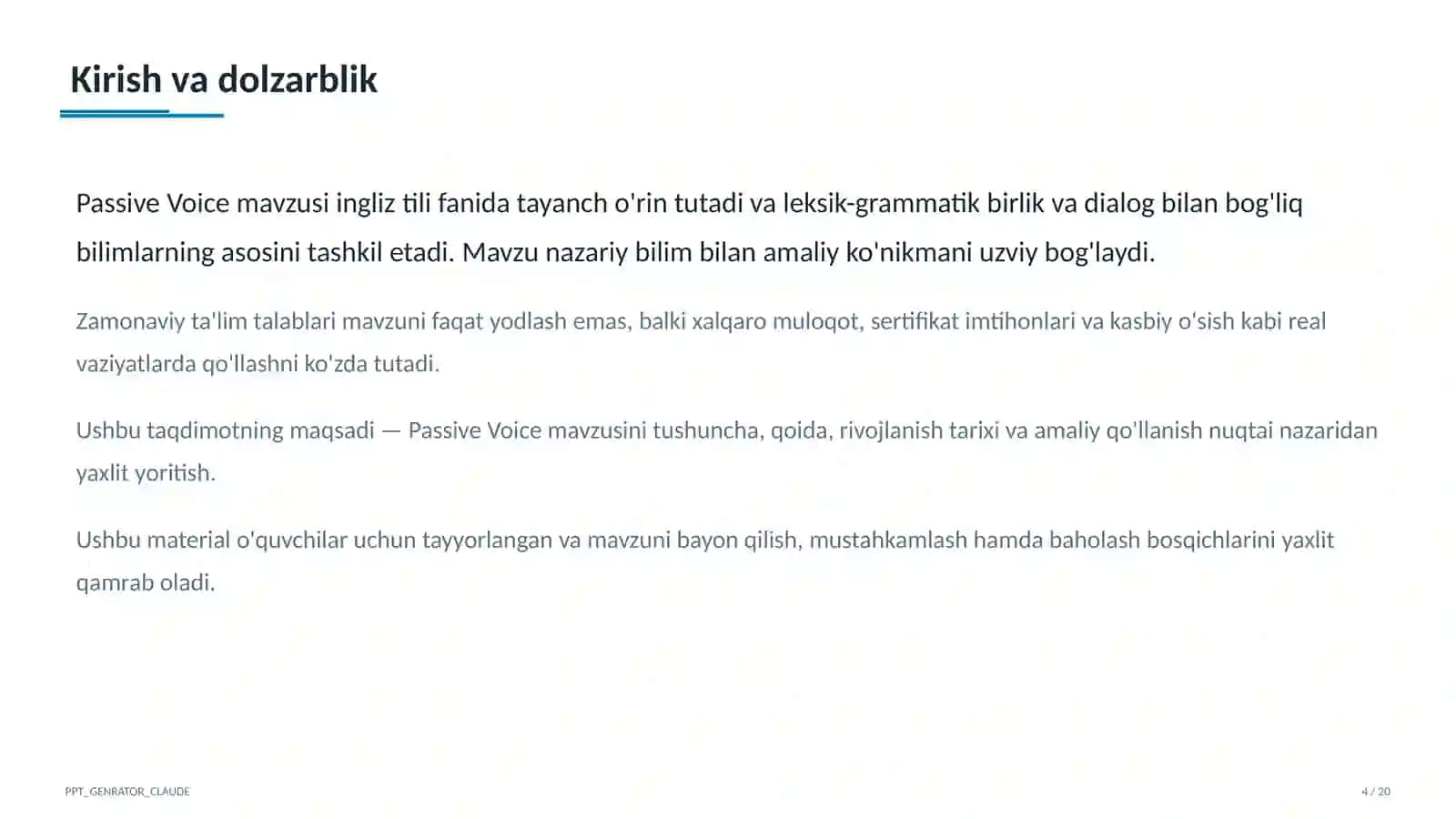 Passive Voice (9-sinf) 4