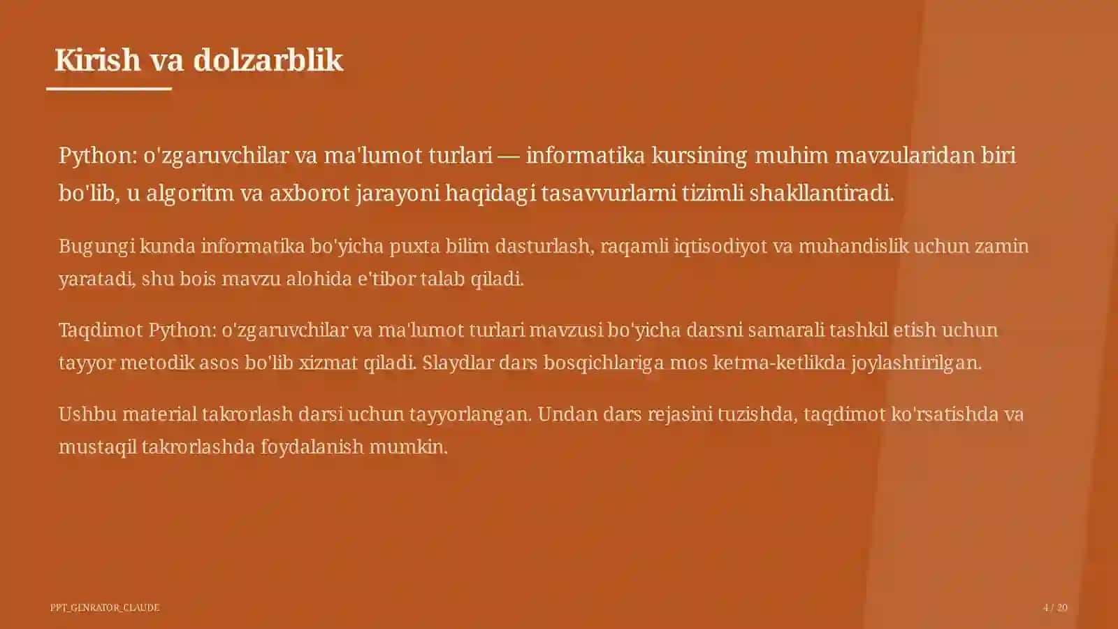Python: o'zgaruvchilar va ma'lumot turlari (8-sinf) 4
