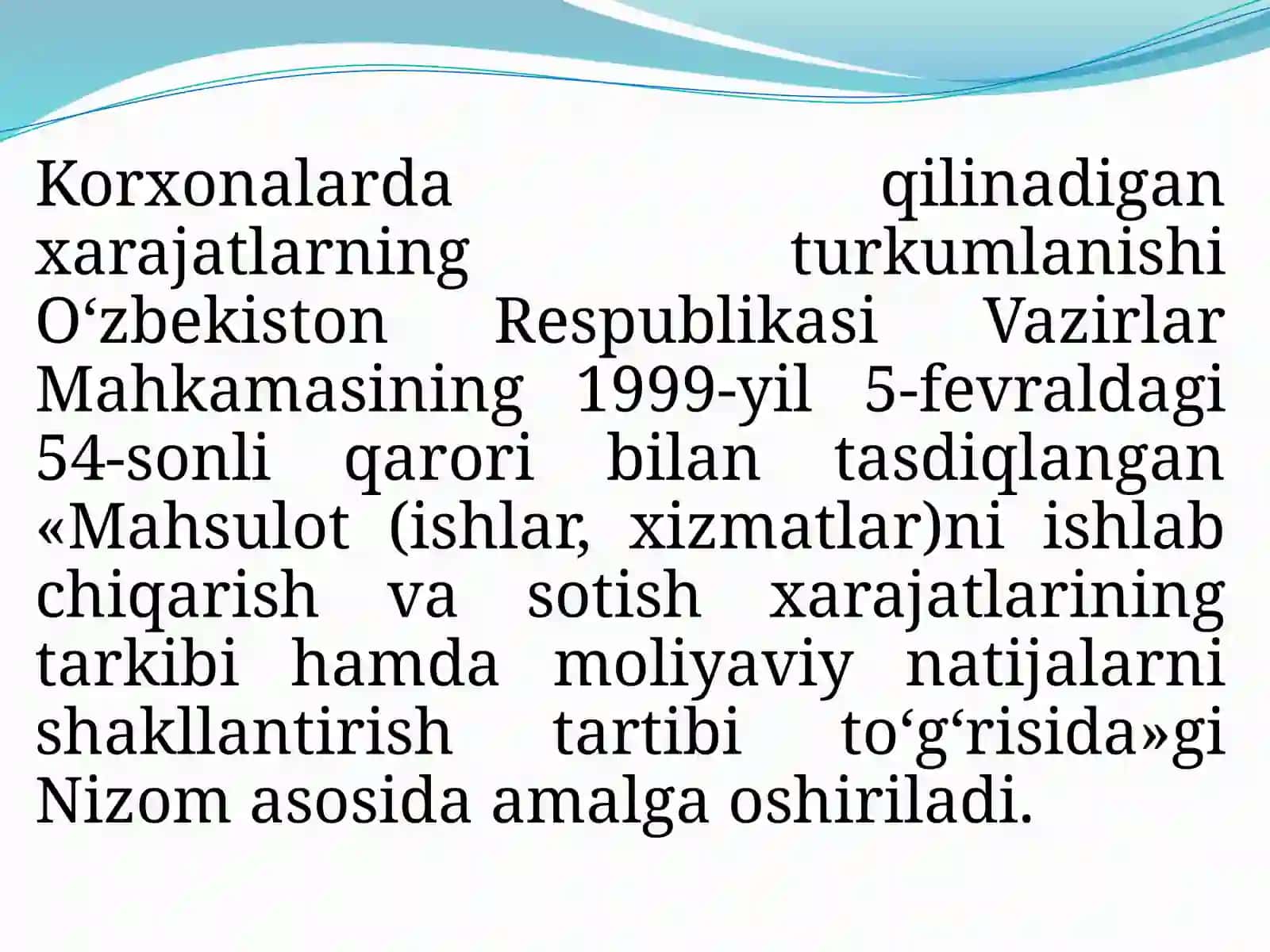 Mahsulot (ish xizmat)larnarxini kalkulyatsiya qilishning jarayonli usuli 4