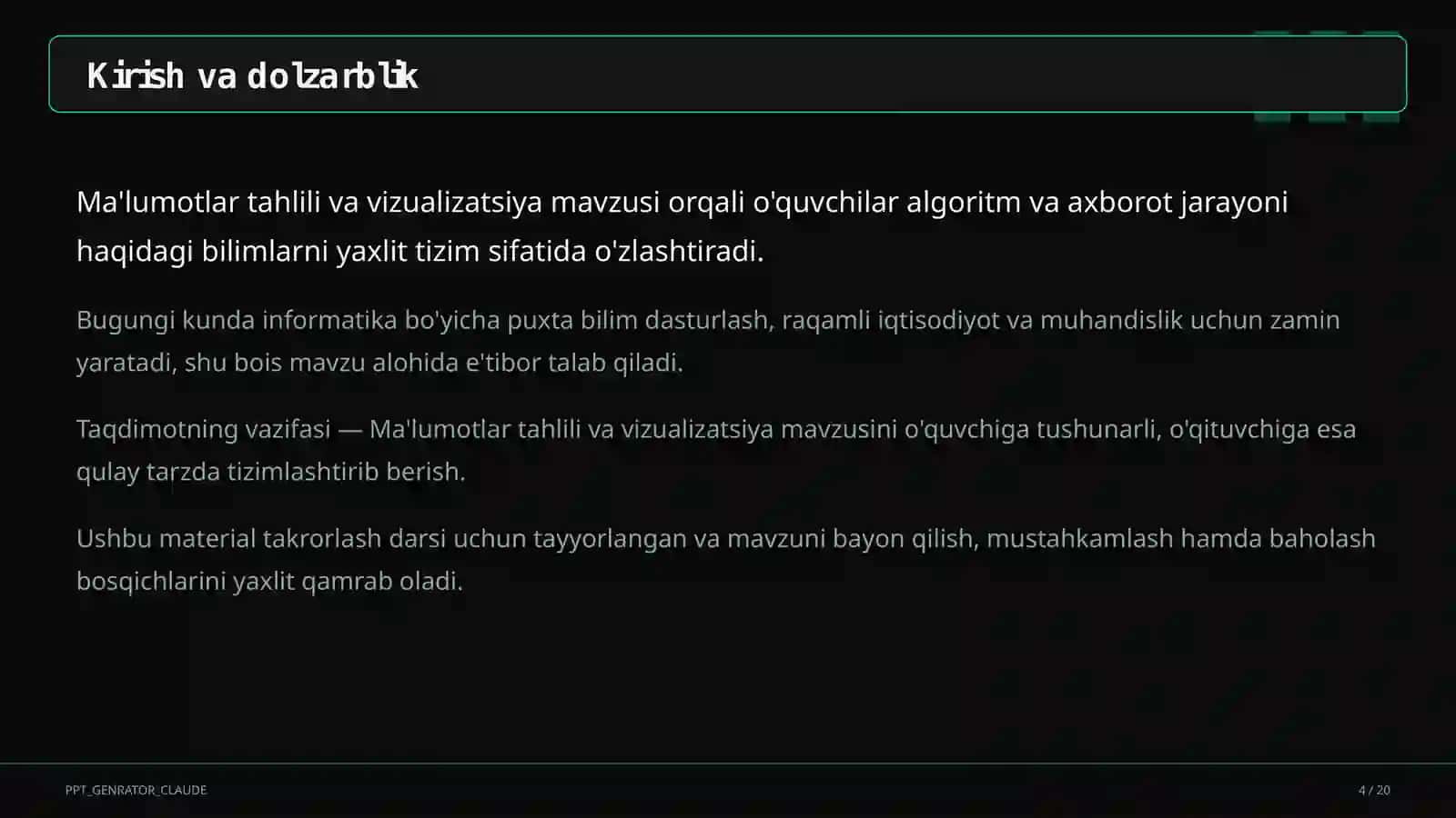Ma'lumotlar tahlili va vizualizatsiya (11-sinf) 4