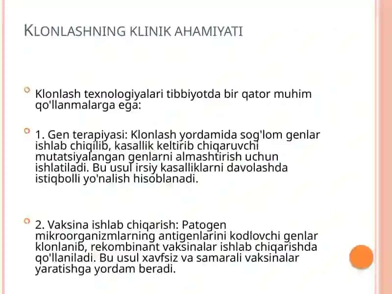 Klonlash va klonlashtirish tushunchasi 4