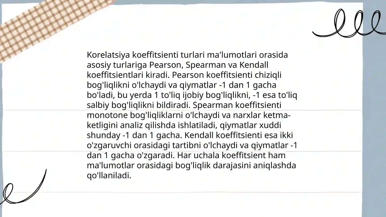 Korelatsiya koeffitsientining mazmun va mohiyati,hisoblash usullari 4
