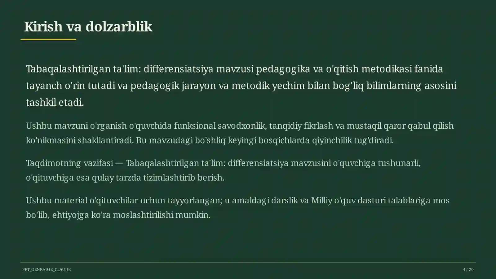 Tabaqalashtirilgan ta'lim: differensiatsiya 4