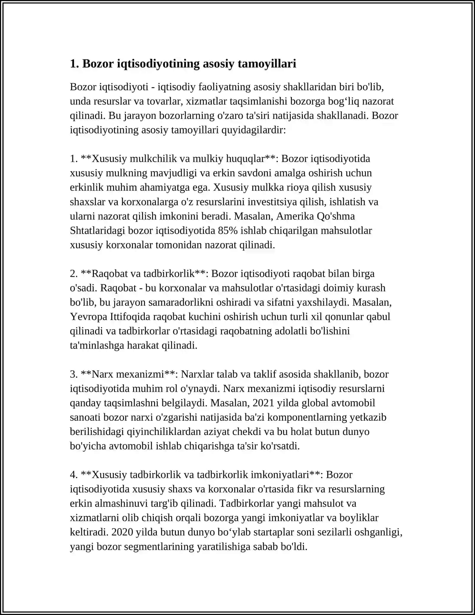 ТOVAR VA PUL MUNOSABATLARI -BOZOR IQTISODIYOTINING ASOSIDIR 4