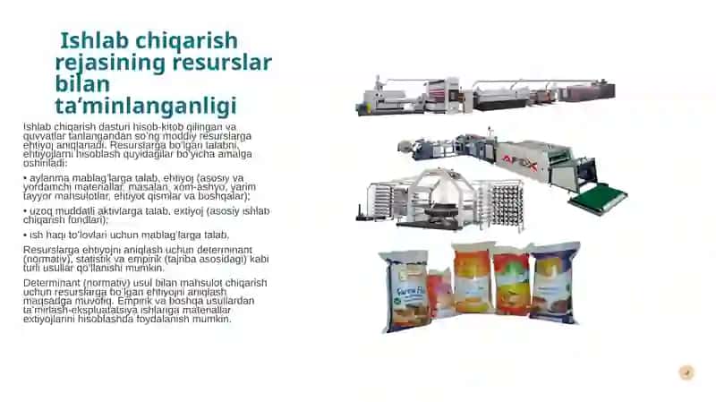 Ishlab chiqarish ko’rsatkichlar tizimi 4