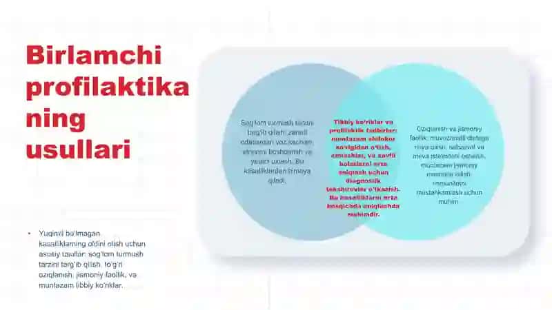 Yuqumli bo‘lmagan kasalliklarning birlamchi, ikkilamchi, uchlamchi profilaktikasi 4