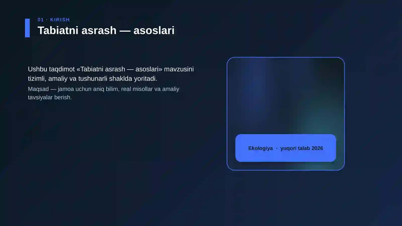 Tabiatni asrash — asoslari 4