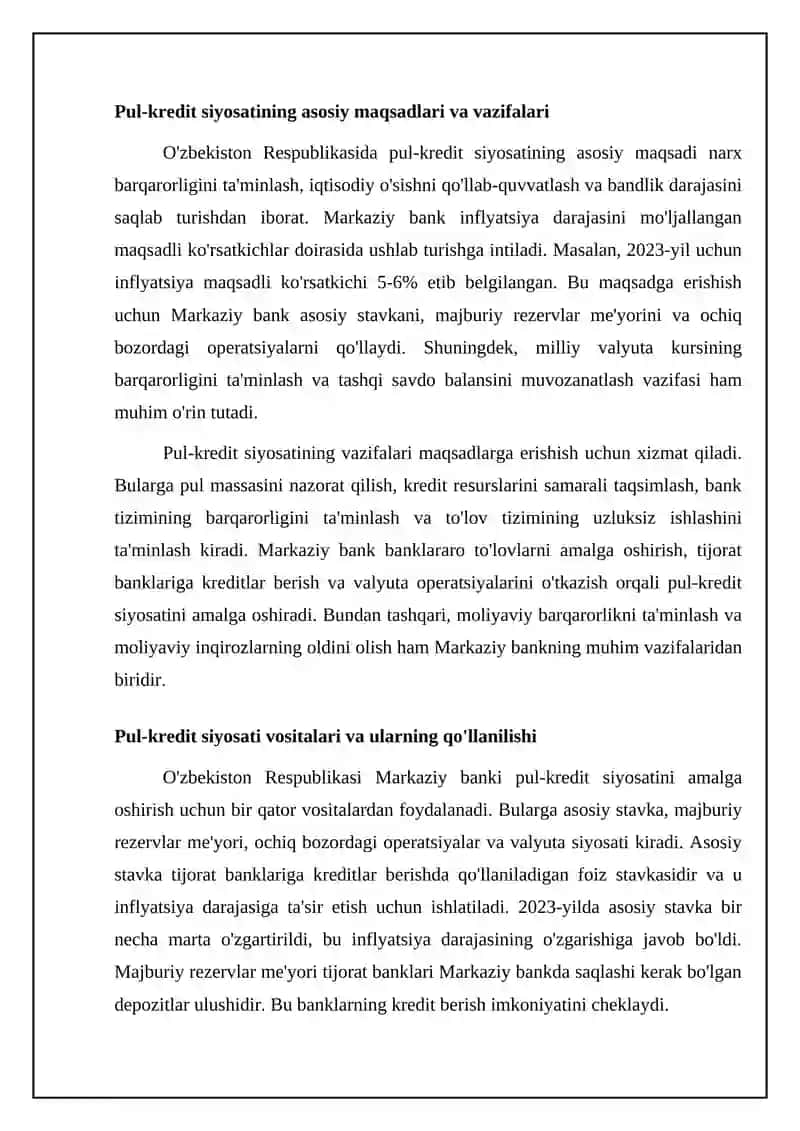 O'zbekiston Respublikasining pul-kredit siyosati 4