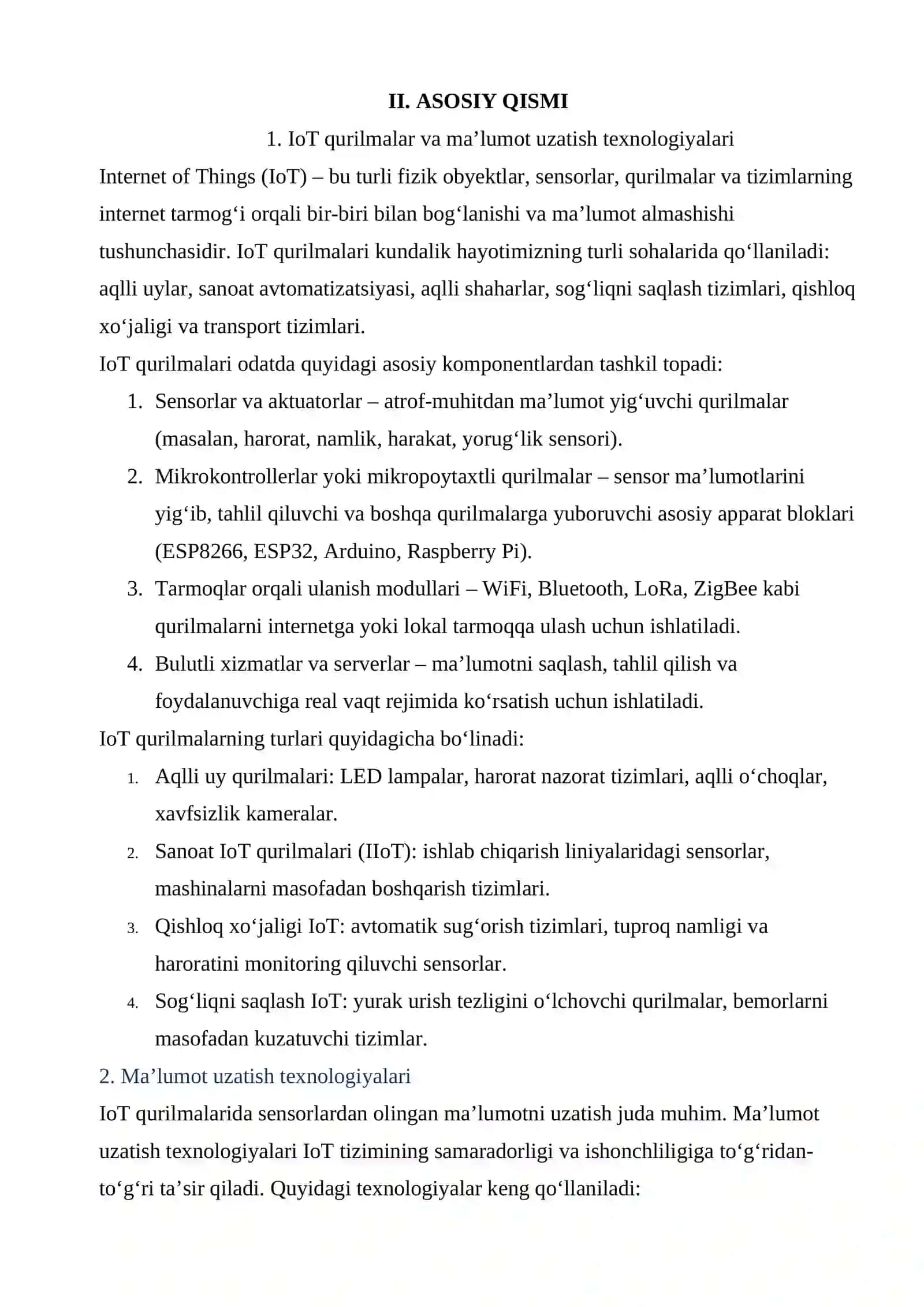LOT QURILMALARDA MALUMOT UZATISH WIFI MQTT 4