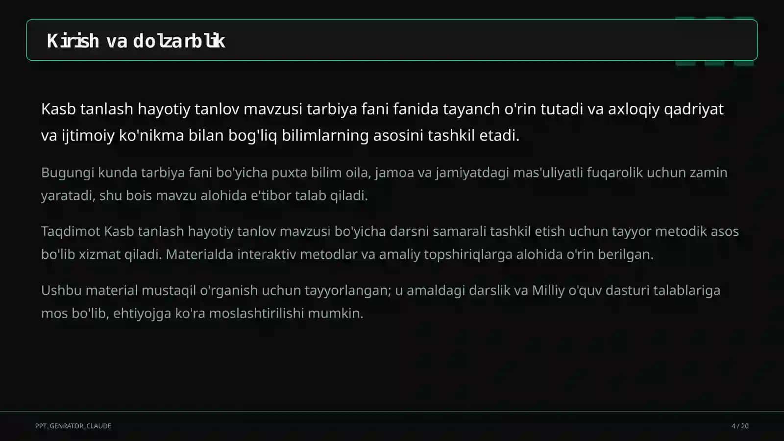 Kasb tanlash hayotiy tanlov (9-sinf) 4