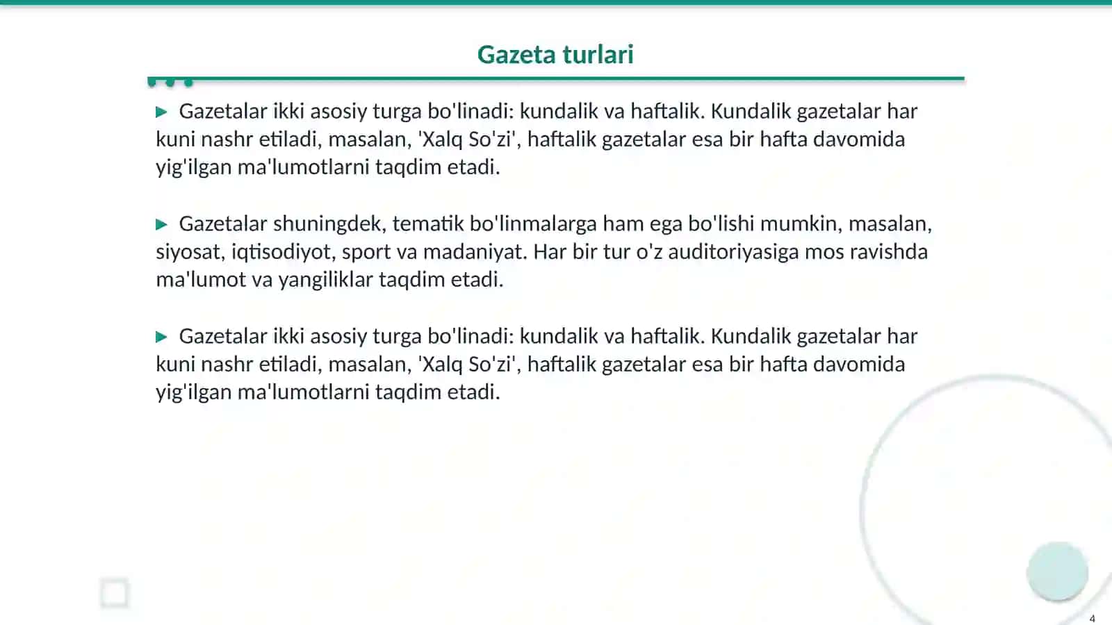 Bosma ommaviy axborot vositalari: gazeta va jurnallar 4